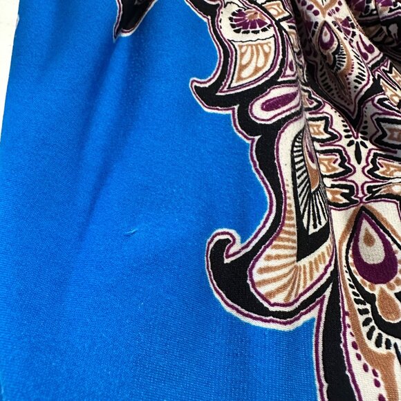 Maggy L Blue Paisley Halter Dress Size 6 Sleeveless Keyhole Back Boho Cocktail - Picture 6 of 8